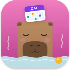 Capycal app icon: a capybara relaxing in a bath with a calendar on its head.